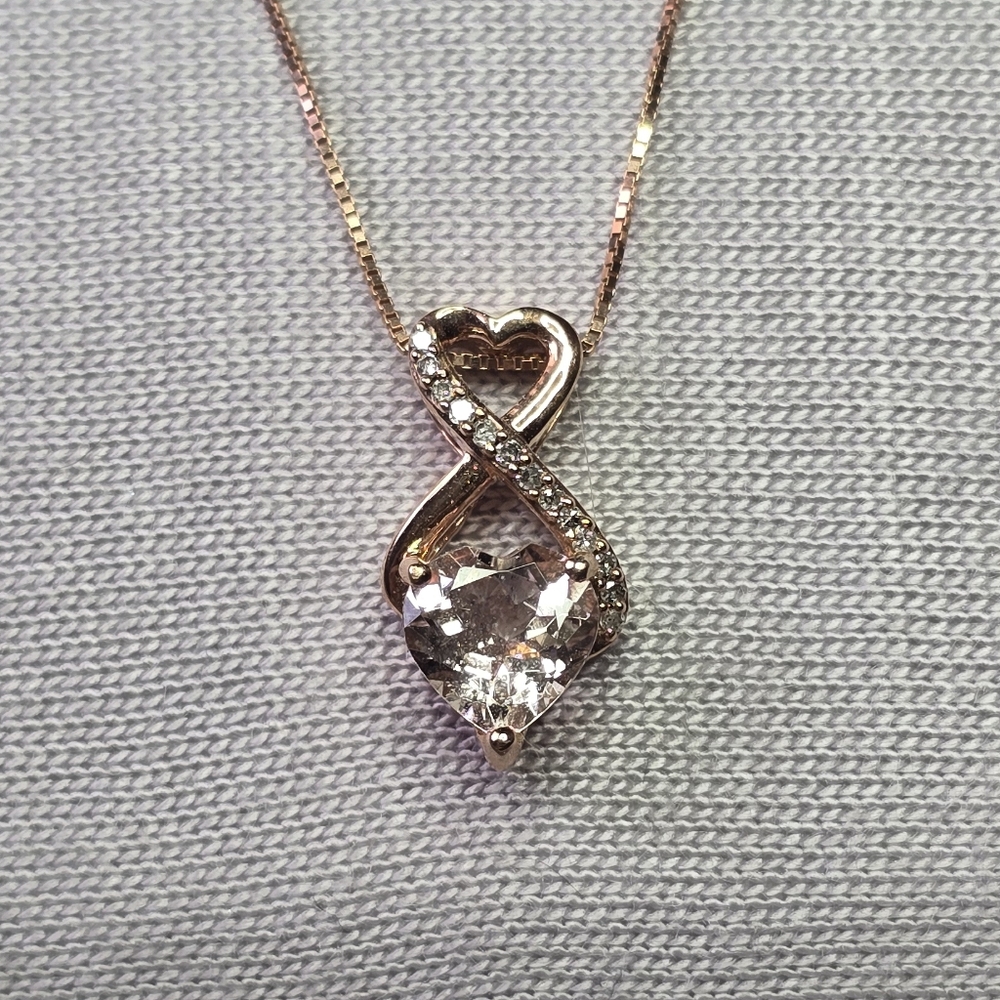 Rose Gold Morganite Heart  Necklace